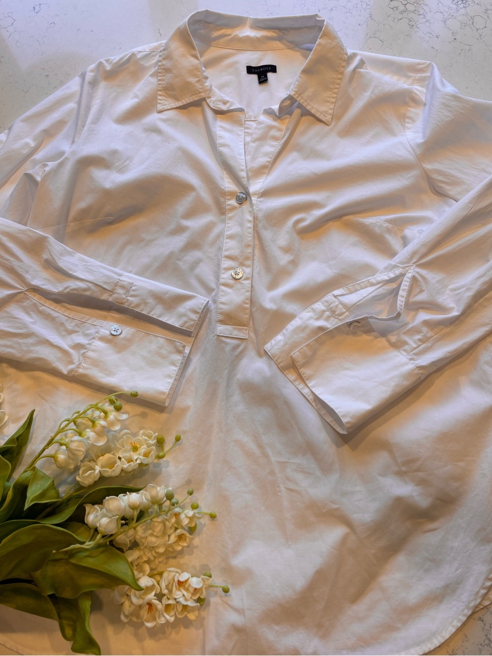 Talbots Oversized White Collared Shirt - Crisp Classic Look